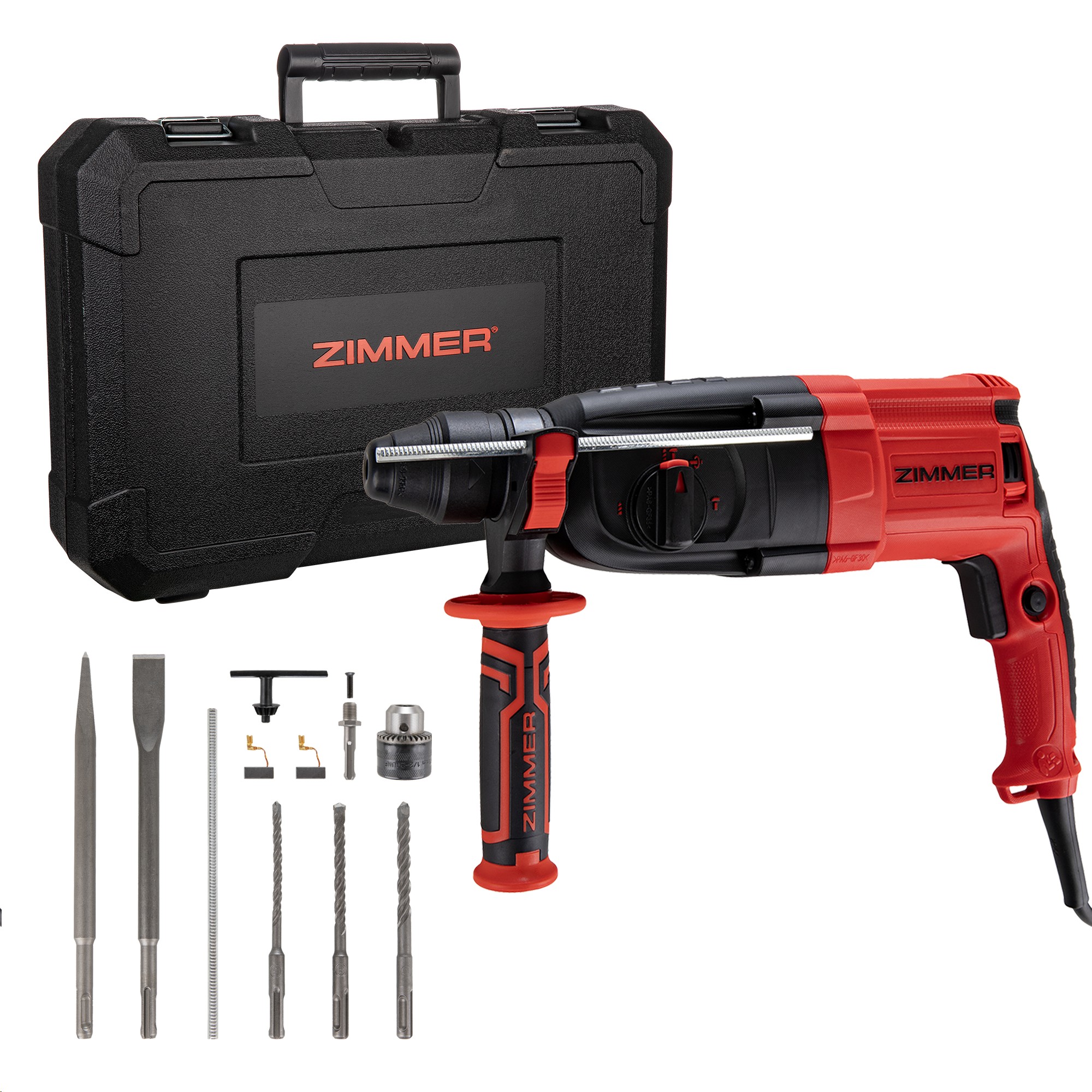 Martelete 900w Jogo 6 Peças com Maleta 220V Vermelho – Zimmer